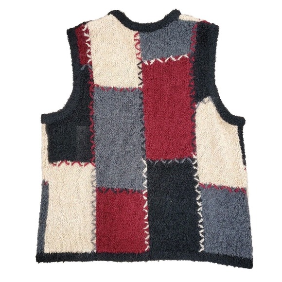 Christopher & Banks Patchwork Vest Sz L Mohair Cottagecore Hand Embroidered - Picture 14 of 14